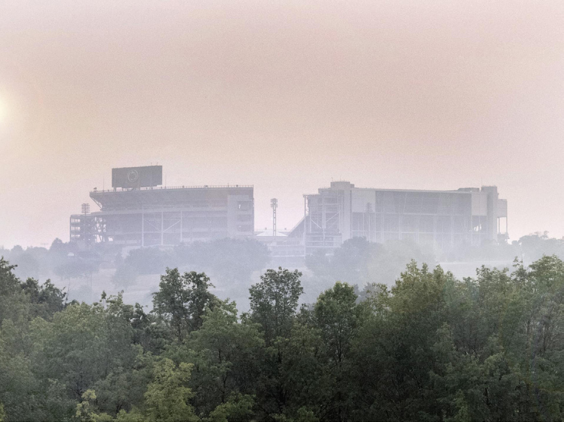 beaver stadium with a fog surrounding