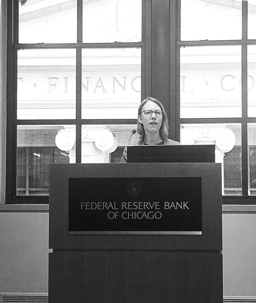 presenting research findings at the Chicago Federal Reserve Bank 