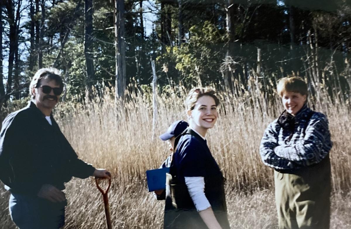 Robert Brooks and researchers at a wetland