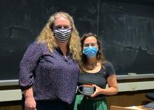 Louisa Holmes (left) with Coffee Hour speaker Heather Randell