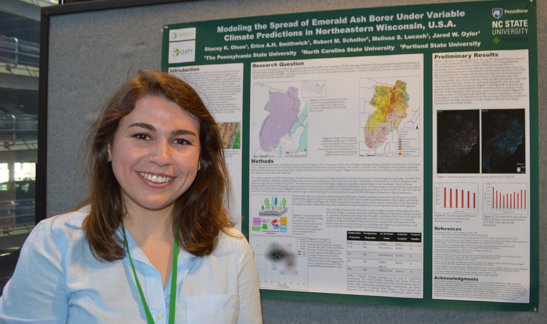 Stacey Olsen presents her research poster at AAG 2018